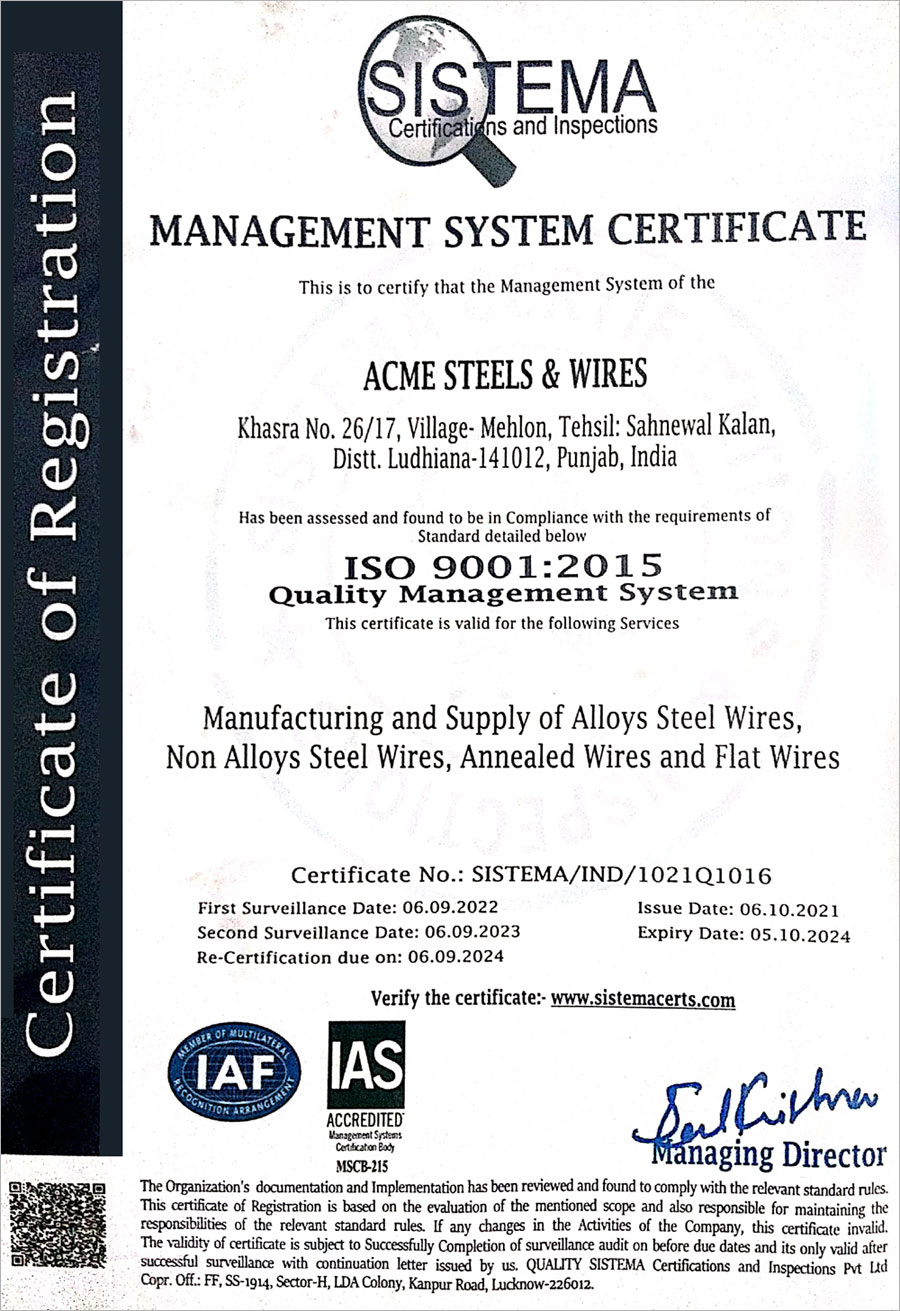 Steel Wires Quality Testing Lab India Acme Steel & Wires Punjab Ludhiana